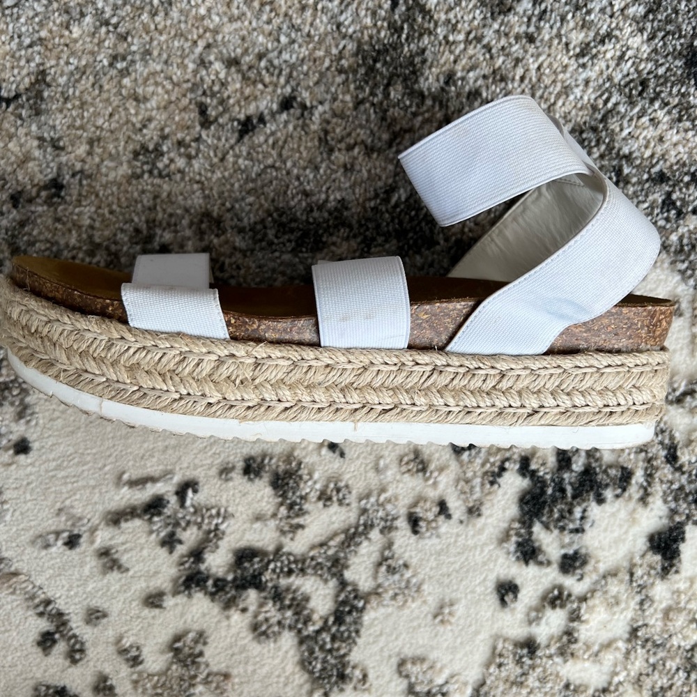 Steve Madden Ankle Wrap platform sandals.